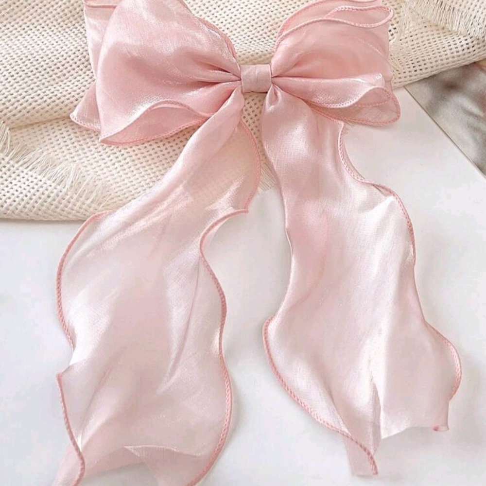 Elegant Pink Ribbon Hair Bow